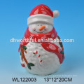 Tarro de almacenamiento de cerámica de alta calidad con diseño de muñeco de nieve